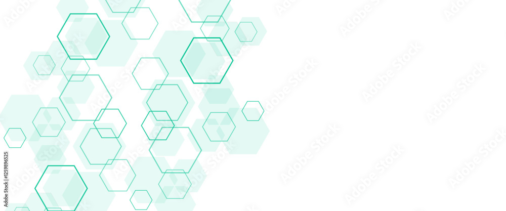 Aufkleber vector geometric abstract background with soft green hexagons. medical, technology or science design