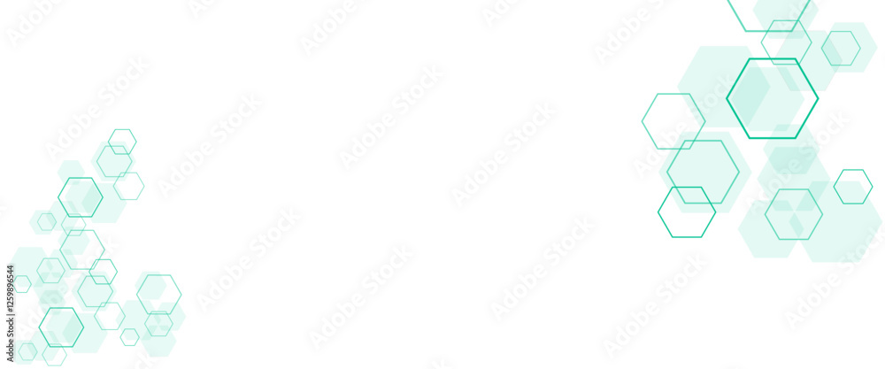 Poster vector white and soft green technology hexagon background.