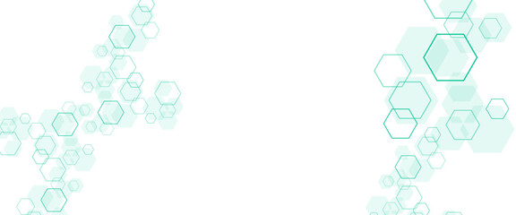 Vector white and soft green technology hexagon background.
