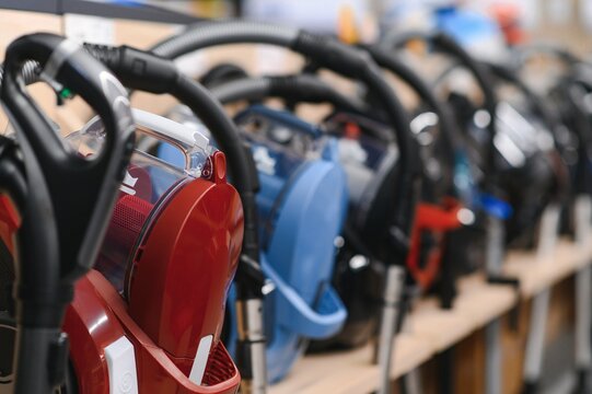 Appliances store presents for sale modern vacuum cleaners from different manufacturers