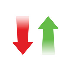 Arrow icon. Growth, increase, decrease arrow filled icons. Up arrows, down arrows. Vector