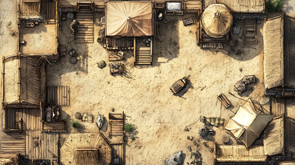 Overhead View of a Desert Village