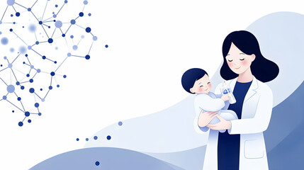 Obraz premium Doctor Holding Baby with Medical Science Background, for advertising or healthcare
