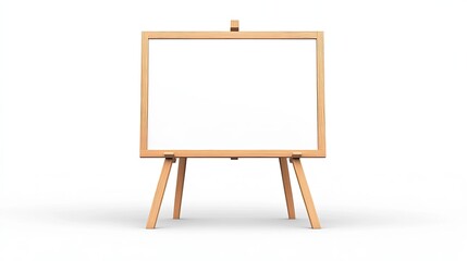 Blank wooden easel with a clean canvas on a white background, ideal for art presentations