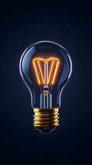 Glowing lightbulb conveys bright idea, innovation on simple dark background. For use