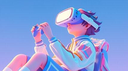 3D cyberpunk style metaverse themed illustration