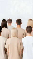Obraz premium Group of people stand together from behind, togetherness, unity, diversity
