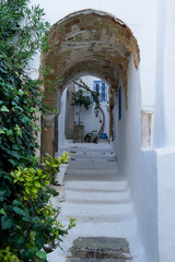 Fototapeta premium Il caratteristico villaggio di Sidi Bousaid si trova vicino a Cartagine e si distingue per i colori bianco e azzurro delle sue case. Cartagine, Tunisia, Africa del Nord