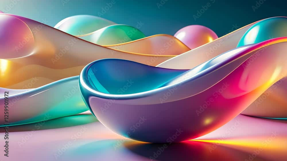 Poster colorful abstract shapes create a mesmerizing visual experience in a tranquil setting. generative ai