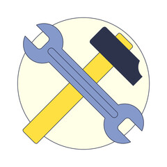 Crossed hammer and wrench symbolizing repair and construction.