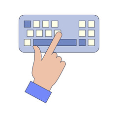 A hand typing on a minimal keyboard, symbolizing simplicity and efficiency.