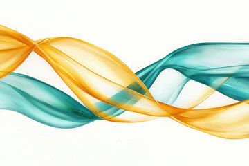 Colorful abstract waves in teal and orange create a vibrant, flowing design element.