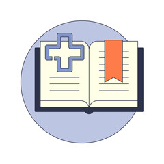 Obraz premium Open book with medical cross symbolizing healthcare knowledge.