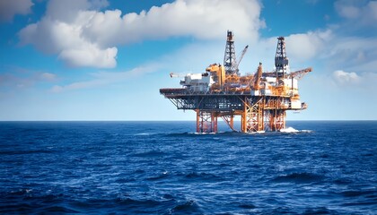 Oil platform middle of the sea of waving among the waves