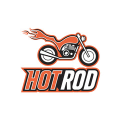 Motorcycle with fire vector, hot rod motorcycle vector design