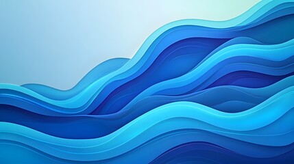 Fototapeta premium Abstract blue layered waves cascading downward in a fluid motion