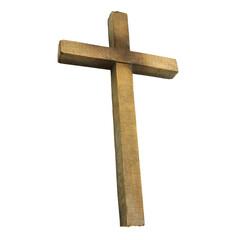 wooden cross isolated on transparent background