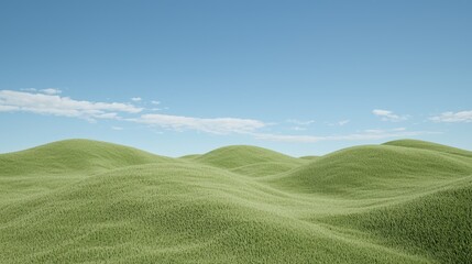 Obraz premium Rolling green hills under a clear blue sky; idyllic landscape for nature website background
