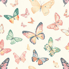 background, background, butterfly background, pastel tones, light tones, various butterflies, 