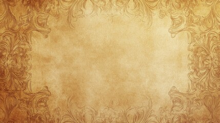 Blank Parchment Texture with Ancient Manuscript Patterns: High-Definition Top View with Clean Center Offering Space for Text or Graphics