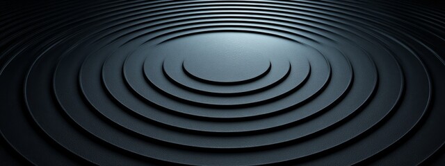 Obraz premium Minimalist dark circular pattern wallpaper with copy space. Design template with white center text area. Ideal for banners.