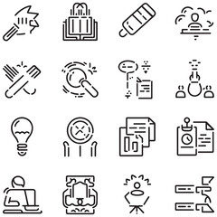 training and workshop line icons collection. thin outline icons pack. ui icon collection. set of line web pictogram with white background