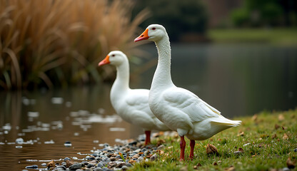 Fototapeta premium goose livestock outside