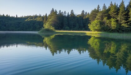 Obraz premium Tranquil Waters Mirroring an Azure Sky, Inspiring Inner Peace.