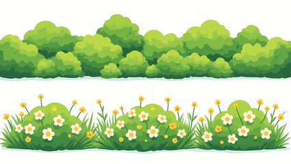 Naklejka premium Lush green cartoon garden