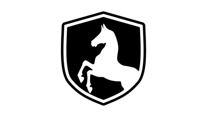 horse on shield, black isolated silhouette