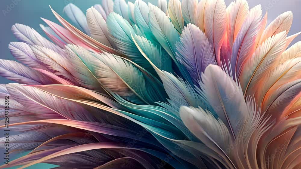 Poster colorful display of soft feathers creates a captivating visual experience in abstract art. generativ