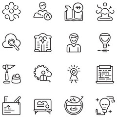 training and workshop line icons collection. thin outline icons pack. ui icon collection. set of line web pictogram with white background