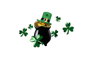 St. Patrick's day decoration isolated on transparent background. St Patrick's day background with...