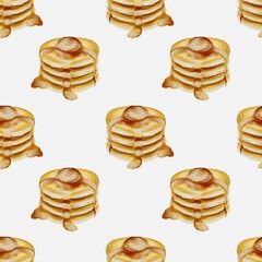 Delicious watercolor pancake pattern for textile and packaging designs