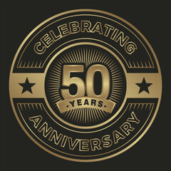 50 years anniversary. Celebrating anniversary emblem logo © Naron Purba
