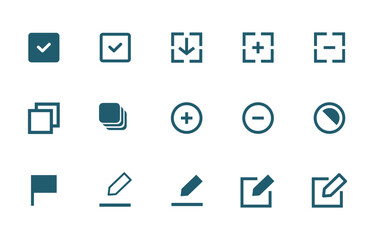 Set of modern interface icons, designed for use in digital applications and websites.
