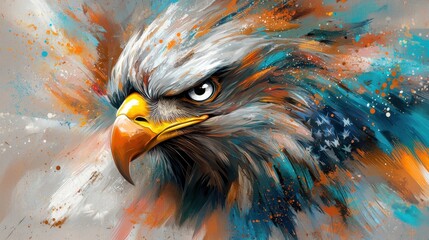 Majestic Bald Eagle in Powerful Abstract Painting