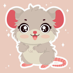 Cute mouse. Vector illustration. Mouse. Sticker. Postcard.