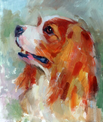 Ritratto ad olio di Cavalier King Charles Spaniel © Ilarialapreziosa