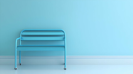 Serene Blue Bench Against a Light Blue Wall