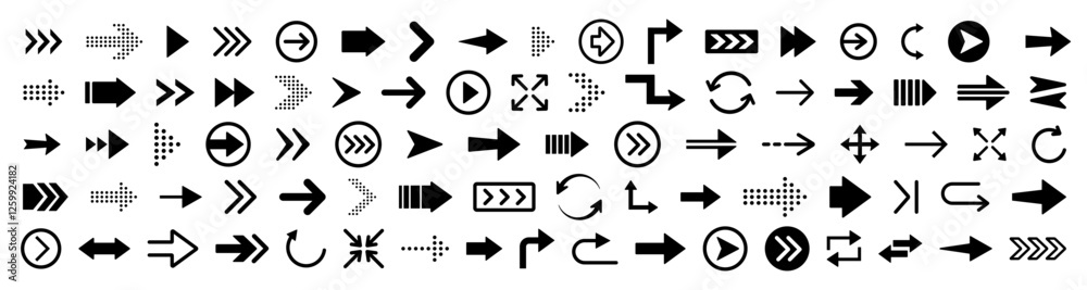 Wall mural arrow icons set. arrow symbol direction. interface next arrow icon collection. motion arrow icons. v