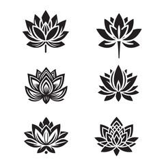 set of floral design elements, water lily flowers