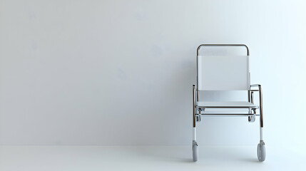 Empty Wheelchair in a Sterile White Room