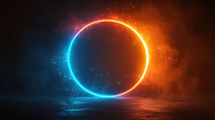 Obraz premium Digital art studio close-up of vibrant light portal creation and energy
