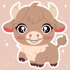 Bull. Cute bull. Vector illustration.