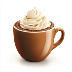 Cup of Hot Chocolate with whipped cream, isolated on white