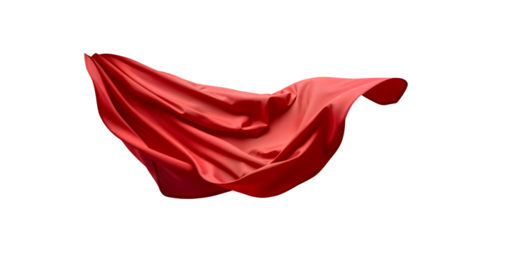 Elegant Superhero Red Cape Flowing Costume Majestic Power Presence