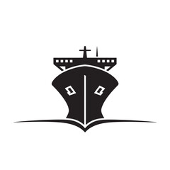 Ship silhouette vector logo design icon