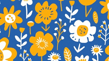 Vibrant Floral Pattern: A Summery Burst of Color