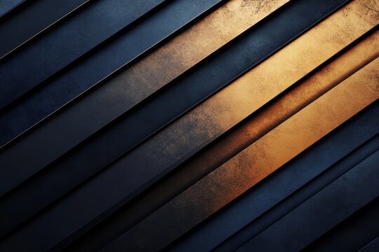 Diagonal metallic stripes, gold, dark blue, textured background, design element